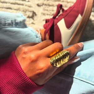 Stainless Steel Gold Textured Ring